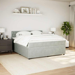 Κρεβάτι Boxspring με Στρώμα Ανοιχτό Γκρι 180x200 εκ. Βελούδινο - Pakobazaar