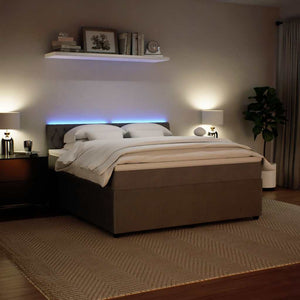 Κρεβάτι Boxspring με Στρώμα Ανοιχτό Γκρι 180x200 εκ. Βελούδινο - Pakobazaar