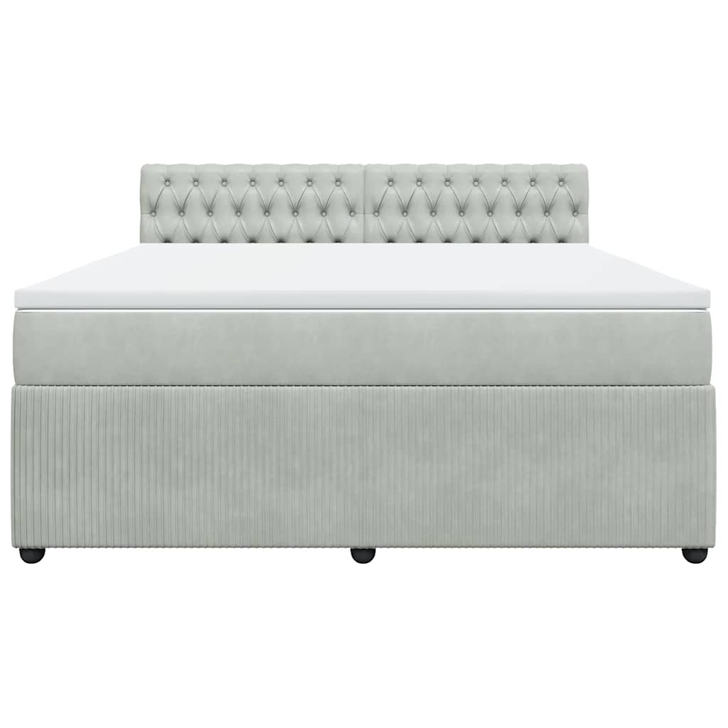 Κρεβάτι Boxspring με Στρώμα Ανοιχτό Γκρι 180x200 εκ. Βελούδινο - Pakobazaar