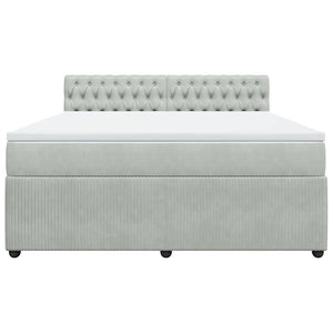 Κρεβάτι Boxspring με Στρώμα Ανοιχτό Γκρι 180x200 εκ. Βελούδινο - Pakobazaar