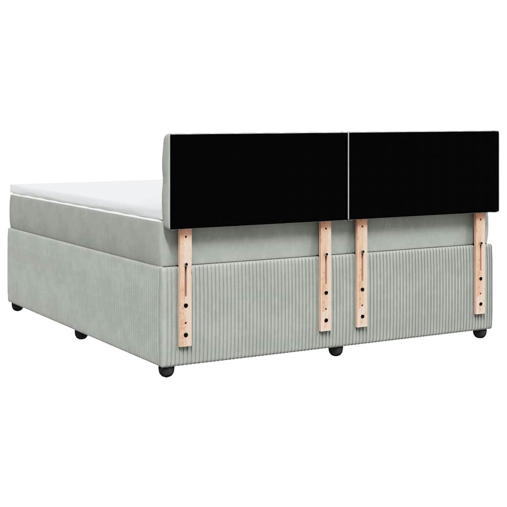 Κρεβάτι Boxspring με Στρώμα Ανοιχτό Γκρι 180x200 εκ. Βελούδινο - Pakobazaar