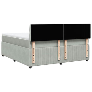 Κρεβάτι Boxspring με Στρώμα Ανοιχτό Γκρι 180x200 εκ. Βελούδινο - Pakobazaar