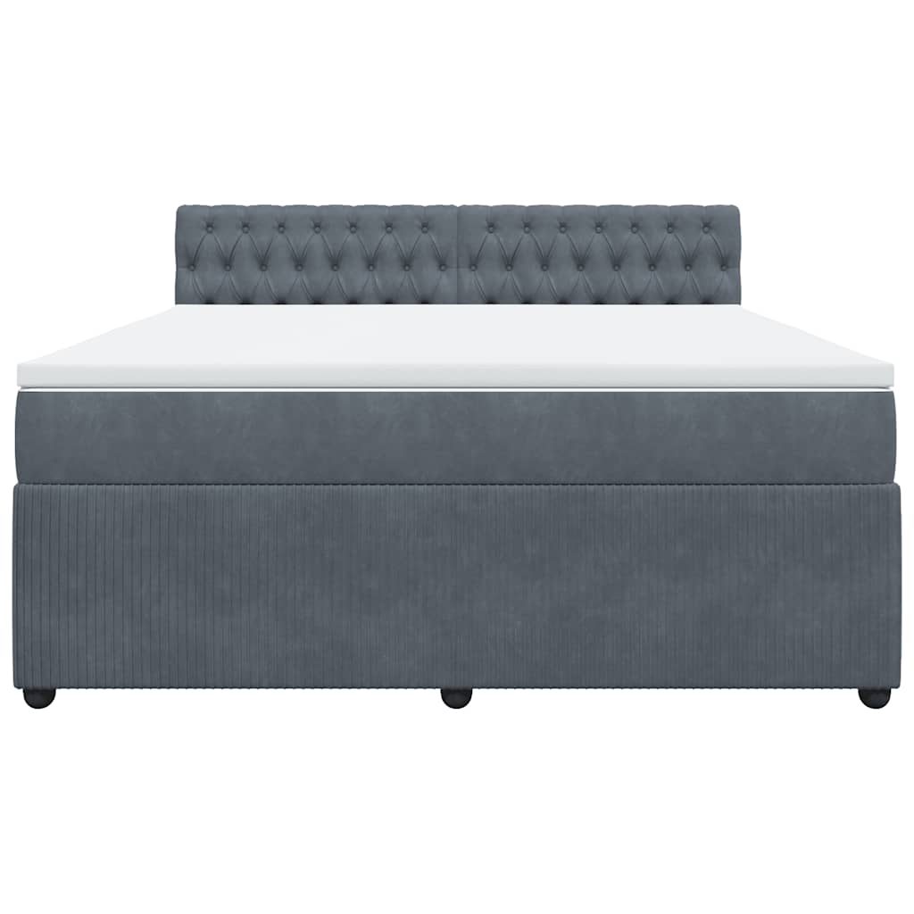 Κρεβάτι Boxspring με Στρώμα Σκούρο Γκρι 180x200 εκ. Βελούδινο