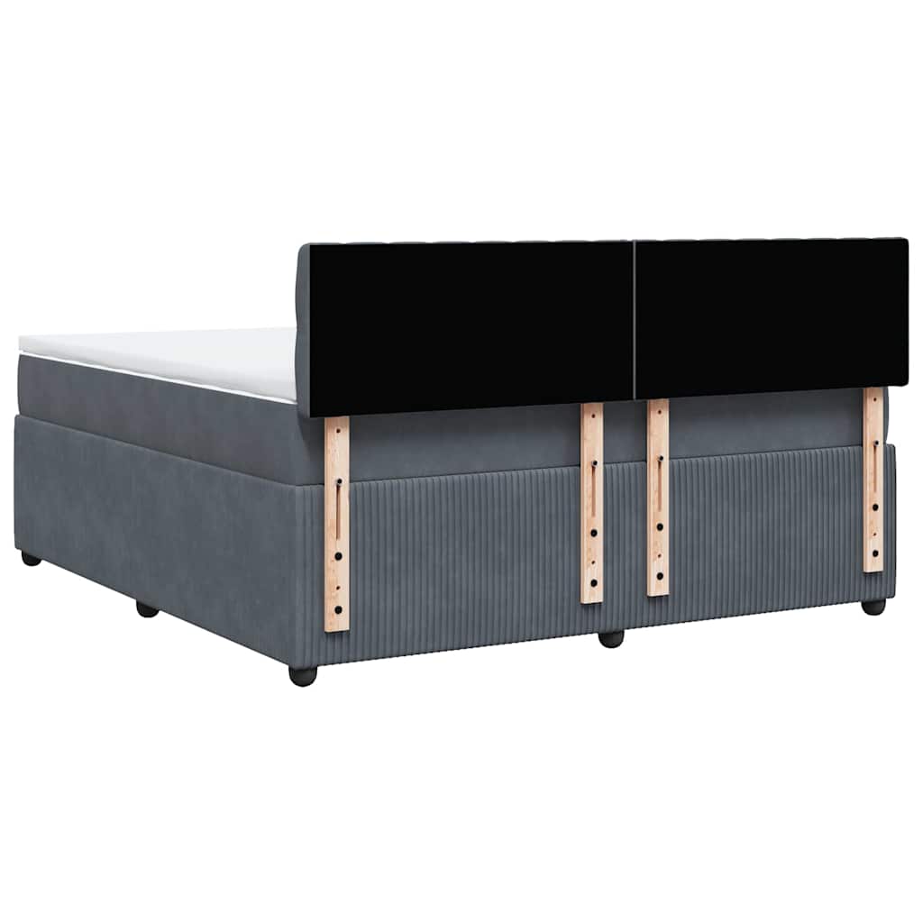 Κρεβάτι Boxspring με Στρώμα Σκούρο Γκρι 180x200 εκ. Βελούδινο