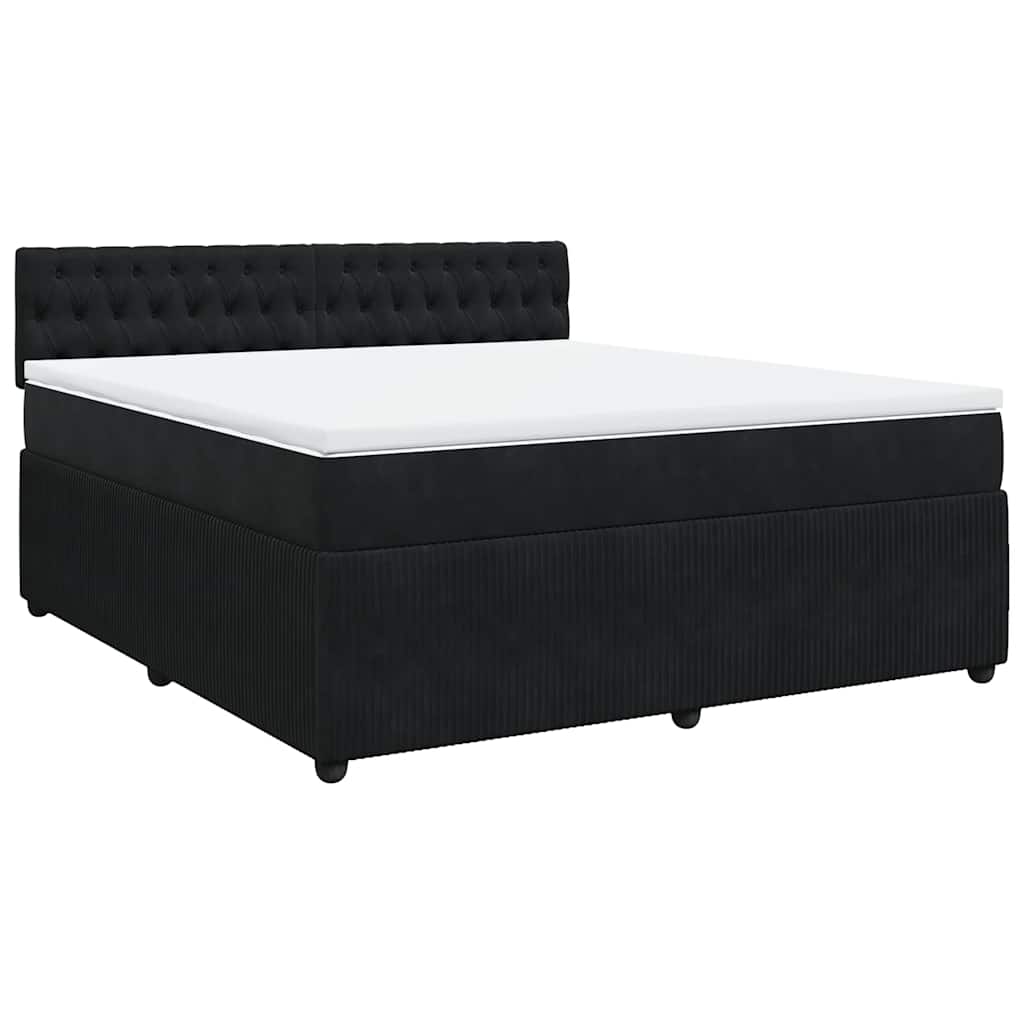 Κρεβάτι Boxspring με Στρώμα Μαύρο 180x200 εκ. Βελούδινο - Pakobazaar