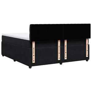 Κρεβάτι Boxspring με Στρώμα Μαύρο 180x200 εκ. Βελούδινο - Pakobazaar