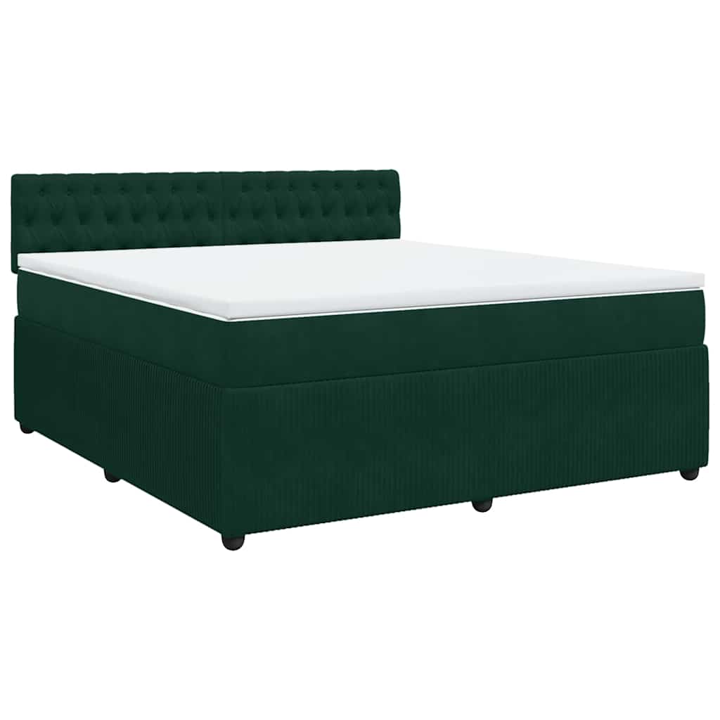 Κρεβάτι Boxspring με Στρώμα Σκούρο Πράσινο 180x200εκ. Βελούδινο