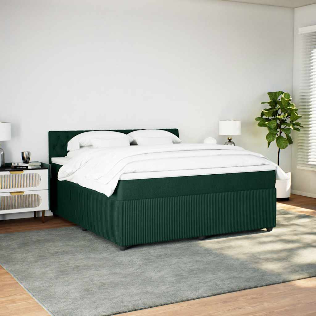 Κρεβάτι Boxspring με Στρώμα Σκούρο Πράσινο 180x200εκ. Βελούδινο