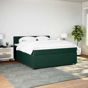 Κρεβάτι Boxspring με Στρώμα Σκούρο Πράσινο 180x200εκ. Βελούδινο