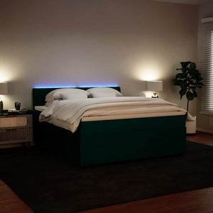 Κρεβάτι Boxspring με Στρώμα Σκούρο Πράσινο 180x200εκ. Βελούδινο
