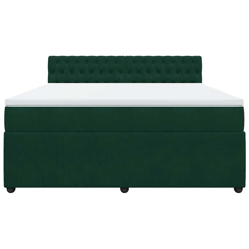 Κρεβάτι Boxspring με Στρώμα Σκούρο Πράσινο 180x200εκ. Βελούδινο