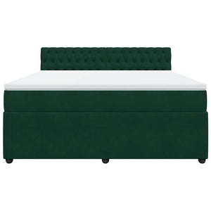 Κρεβάτι Boxspring με Στρώμα Σκούρο Πράσινο 180x200εκ. Βελούδινο