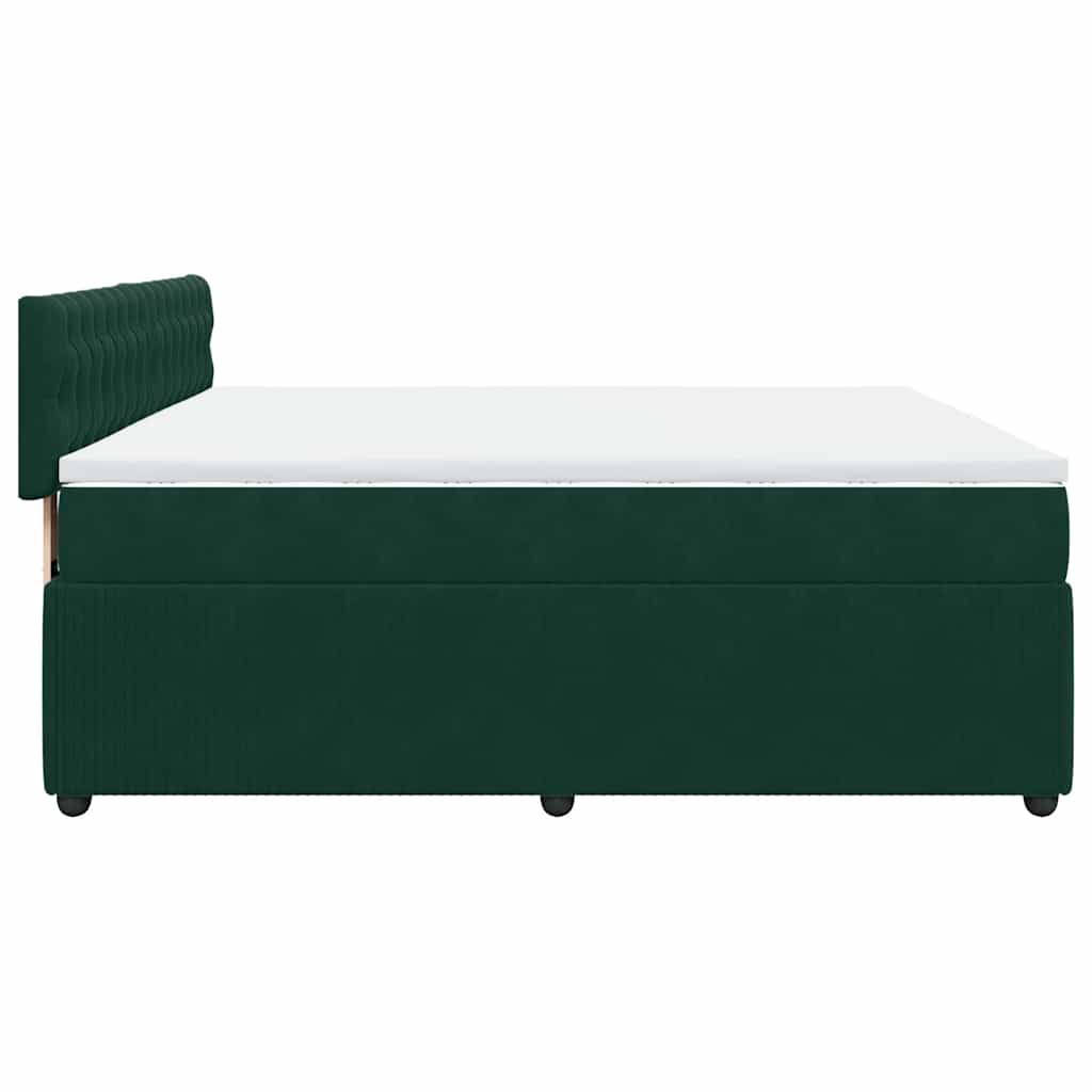 Κρεβάτι Boxspring με Στρώμα Σκούρο Πράσινο 180x200εκ. Βελούδινο