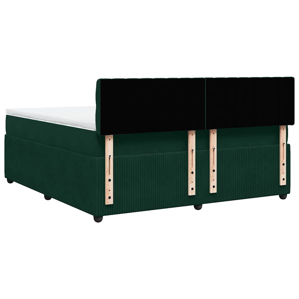 Κρεβάτι Boxspring με Στρώμα Σκούρο Πράσινο 180x200εκ. Βελούδινο