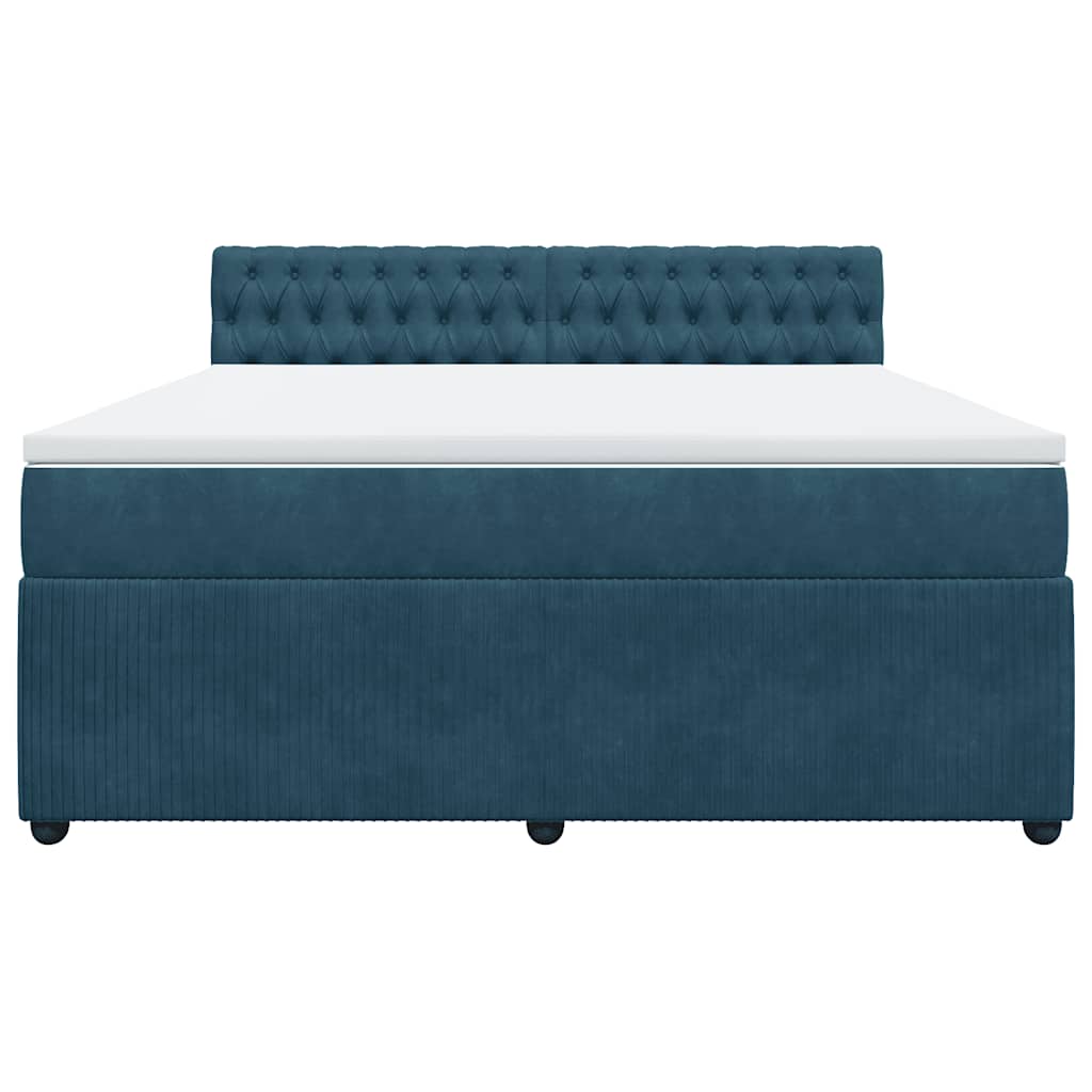 Κρεβάτι Boxspring με Στρώμα Μπλε 180x200 εκ. Βελούδινο - Pakobazaar