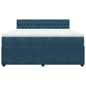 Κρεβάτι Boxspring με Στρώμα Μπλε 180x200 εκ. Βελούδινο - Pakobazaar