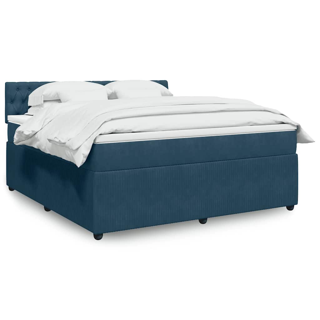 Κρεβάτι Boxspring με Στρώμα Μπλε 180x200 εκ. Βελούδινο - Pakobazaar
