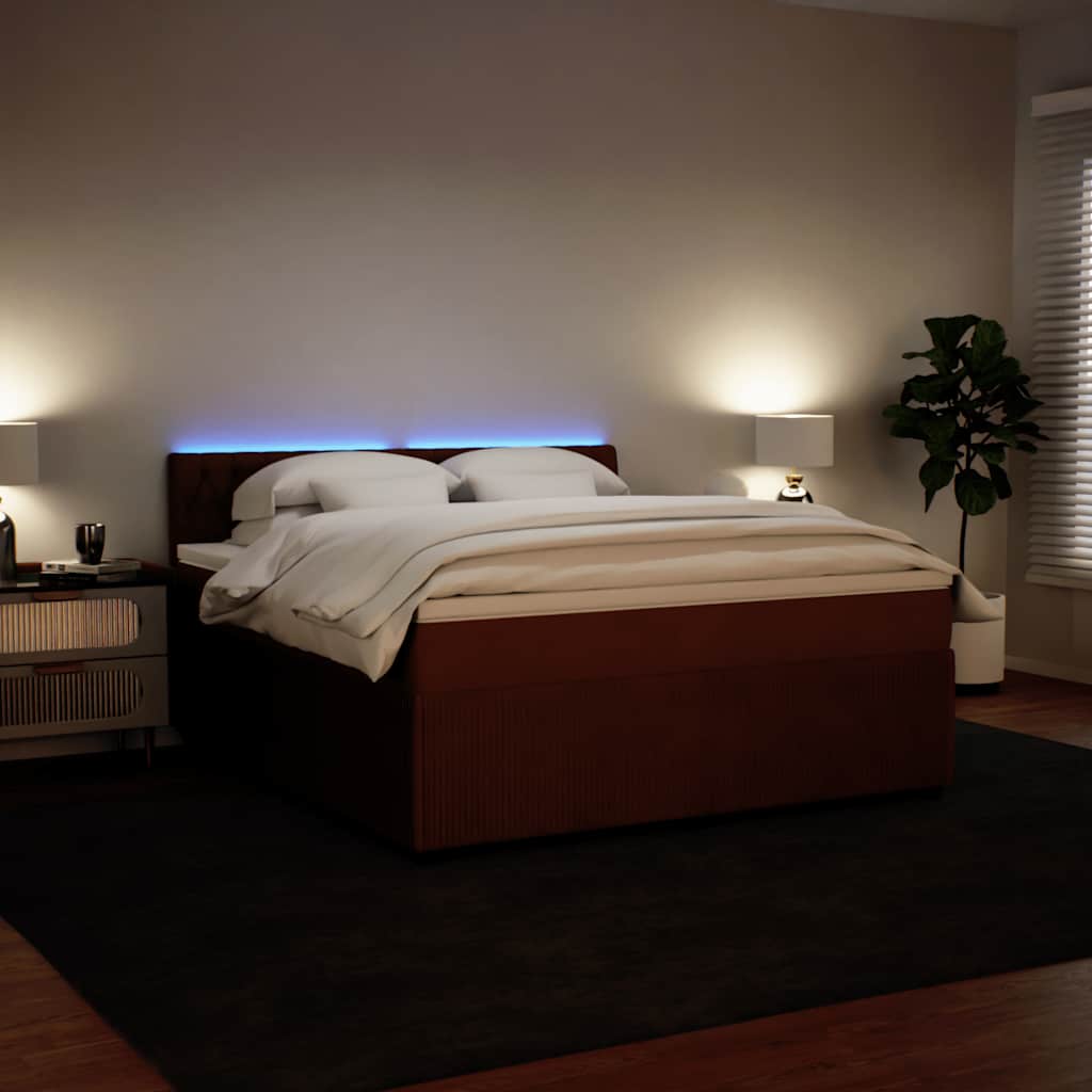 Κρεβάτι Boxspring με Στρώμα Ροζ 180x200 εκ. Βελούδινο