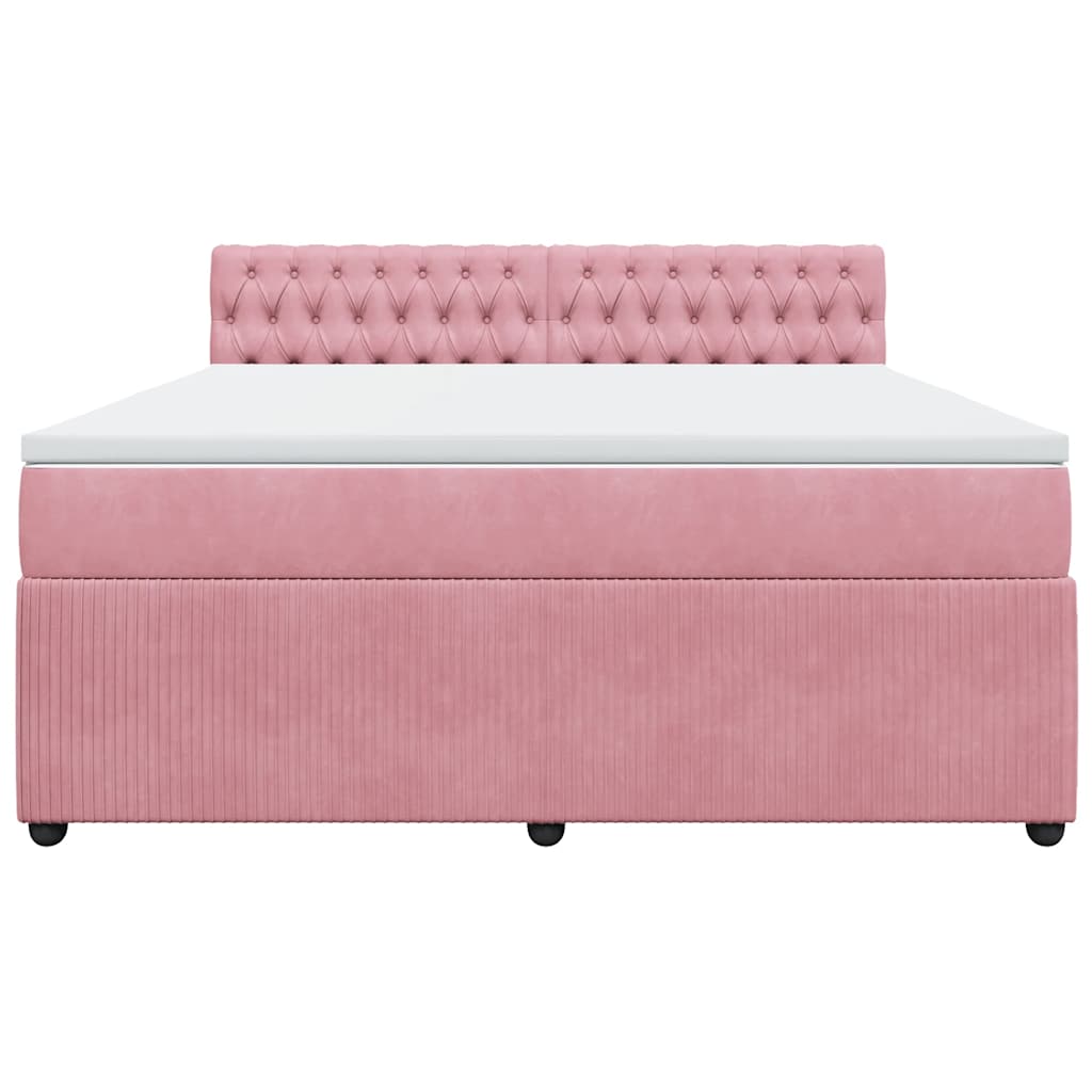 Κρεβάτι Boxspring με Στρώμα Ροζ 180x200 εκ. Βελούδινο