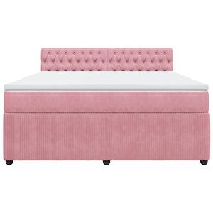 Κρεβάτι Boxspring με Στρώμα Ροζ 180x200 εκ. Βελούδινο