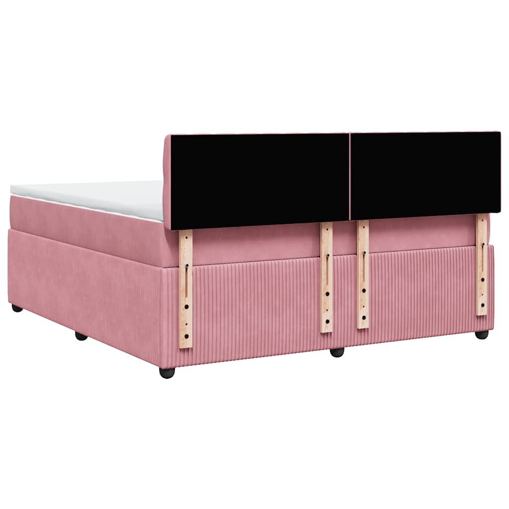 Κρεβάτι Boxspring με Στρώμα Ροζ 180x200 εκ. Βελούδινο