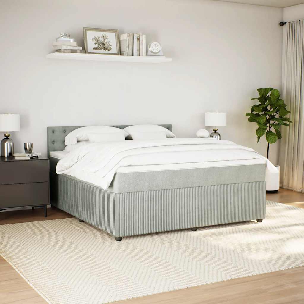 Κρεβάτι Boxspring με Στρώμα Ανοιχτό Γκρι 180x200 εκ. Βελούδινο - Pakobazaar