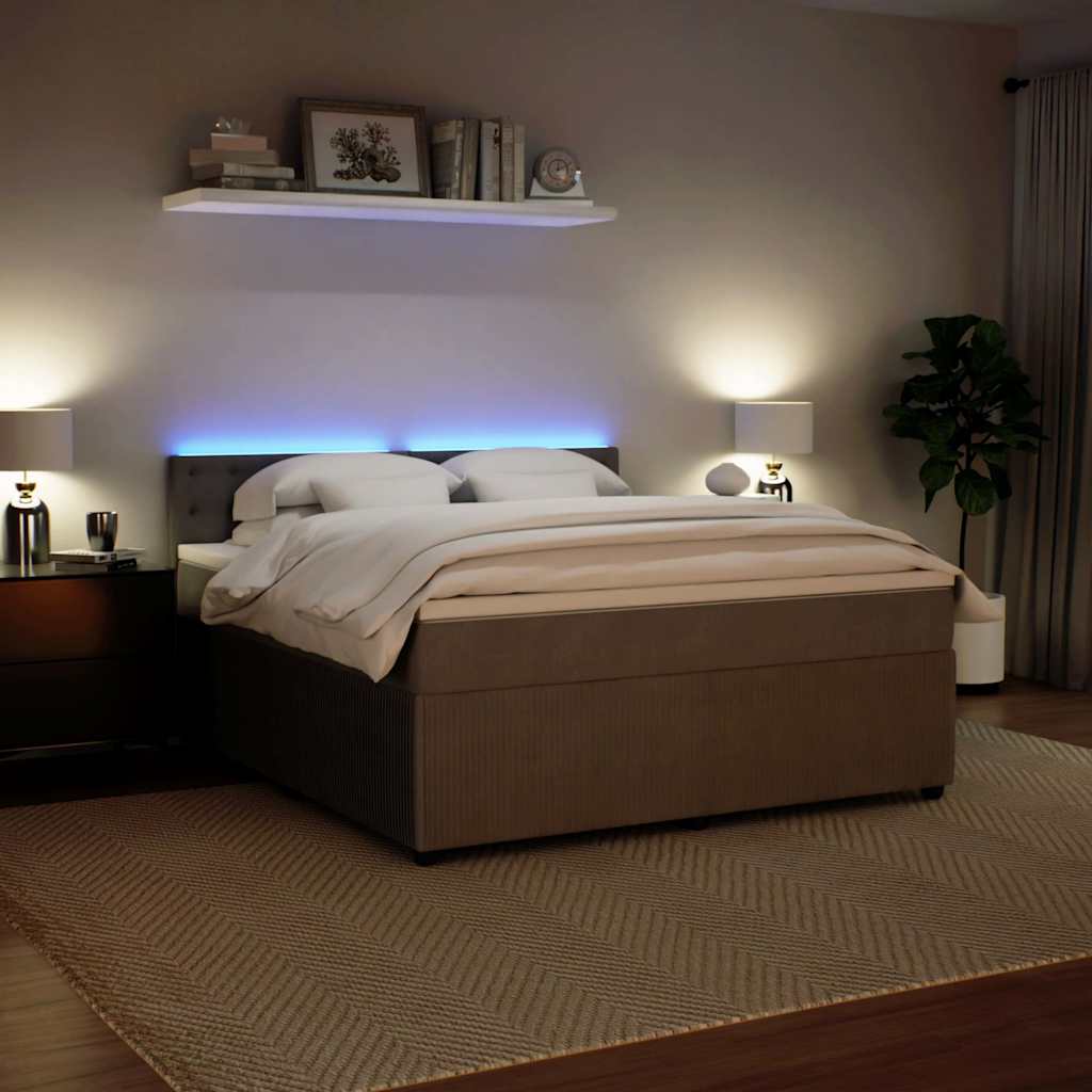 Κρεβάτι Boxspring με Στρώμα Ανοιχτό Γκρι 180x200 εκ. Βελούδινο - Pakobazaar
