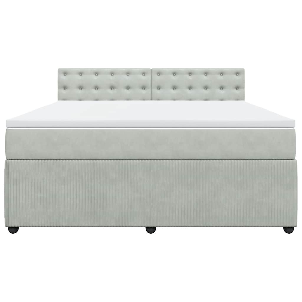 Κρεβάτι Boxspring με Στρώμα Ανοιχτό Γκρι 180x200 εκ. Βελούδινο - Pakobazaar