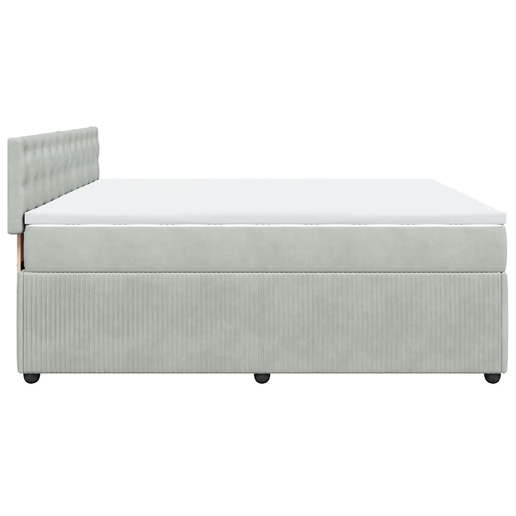 Κρεβάτι Boxspring με Στρώμα Ανοιχτό Γκρι 180x200 εκ. Βελούδινο - Pakobazaar