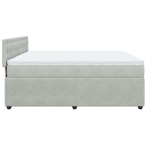 Κρεβάτι Boxspring με Στρώμα Ανοιχτό Γκρι 180x200 εκ. Βελούδινο - Pakobazaar