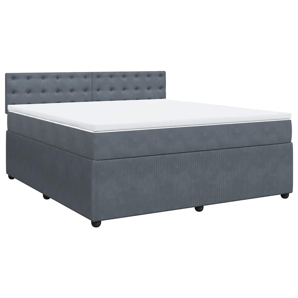 Κρεβάτι Boxspring με Στρώμα Σκούρο Γκρι 180x200 εκ. Βελούδινο - Pakobazaar