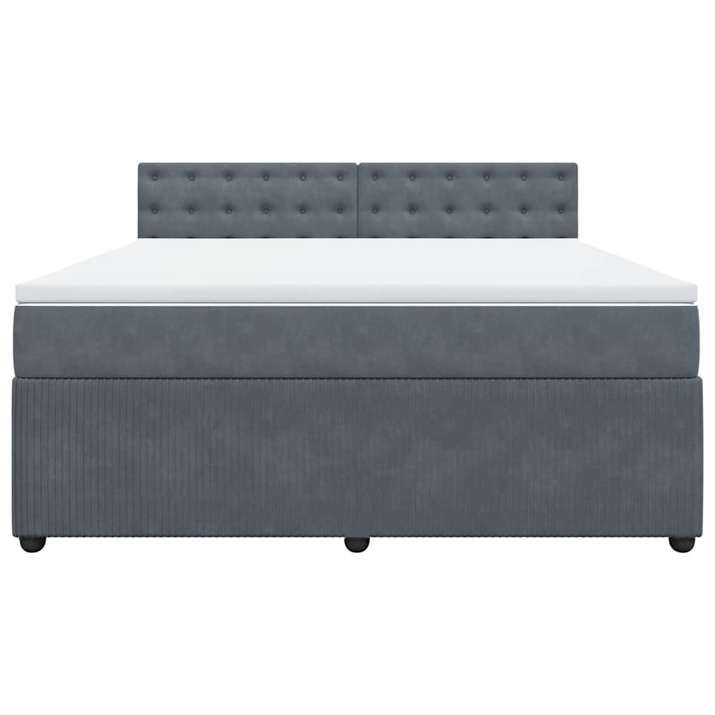 Κρεβάτι Boxspring με Στρώμα Σκούρο Γκρι 180x200 εκ. Βελούδινο - Pakobazaar