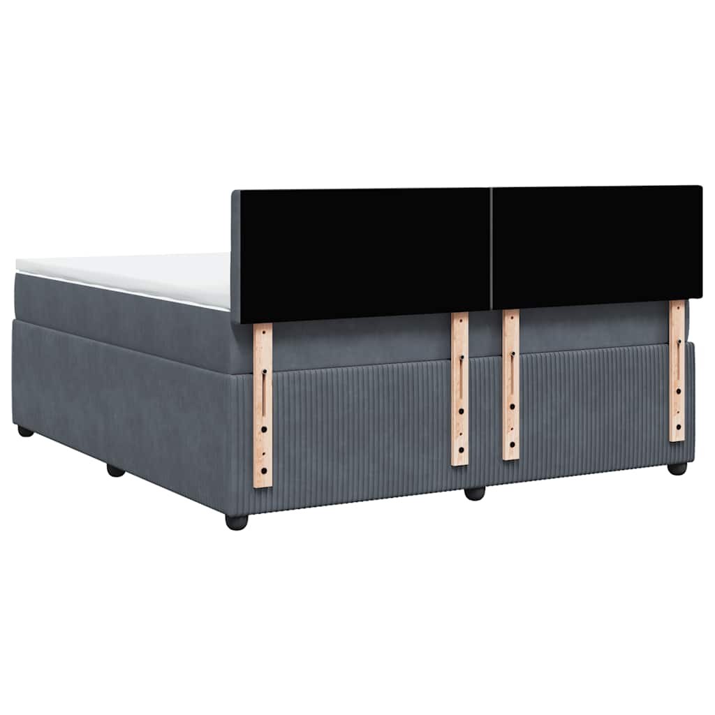 Κρεβάτι Boxspring με Στρώμα Σκούρο Γκρι 180x200 εκ. Βελούδινο - Pakobazaar