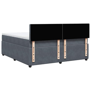 Κρεβάτι Boxspring με Στρώμα Σκούρο Γκρι 180x200 εκ. Βελούδινο - Pakobazaar