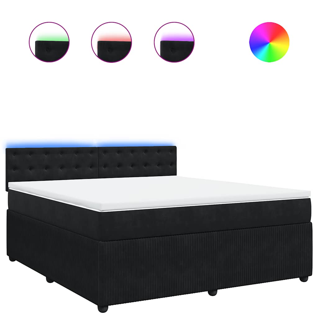 Κρεβάτι Boxspring με Στρώμα Μαύρο 180x200 εκ. Βελούδινο - Pakobazaar