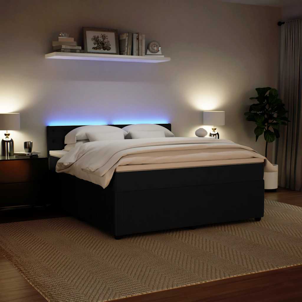 Κρεβάτι Boxspring με Στρώμα Μαύρο 180x200 εκ. Βελούδινο - Pakobazaar