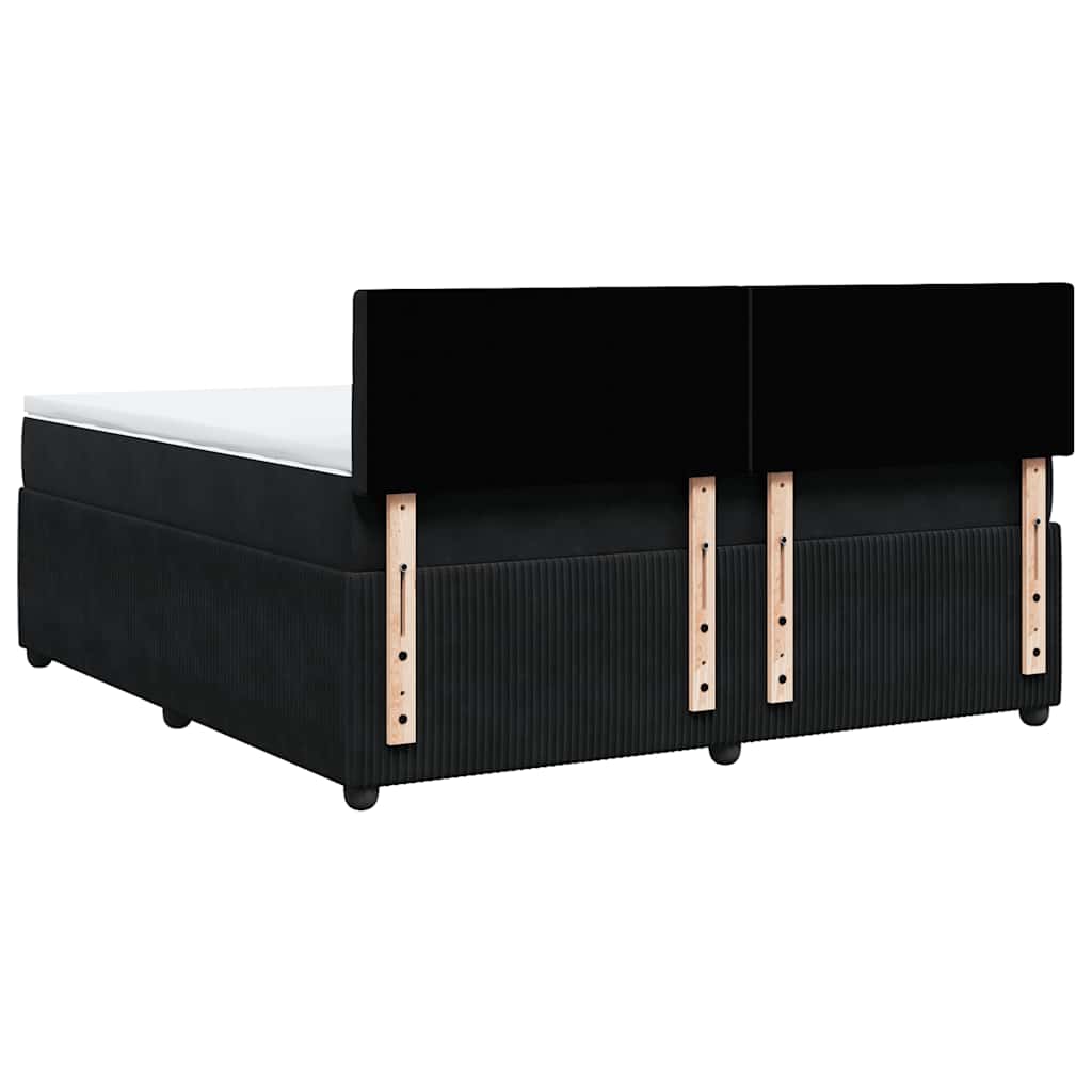 Κρεβάτι Boxspring με Στρώμα Μαύρο 180x200 εκ. Βελούδινο - Pakobazaar