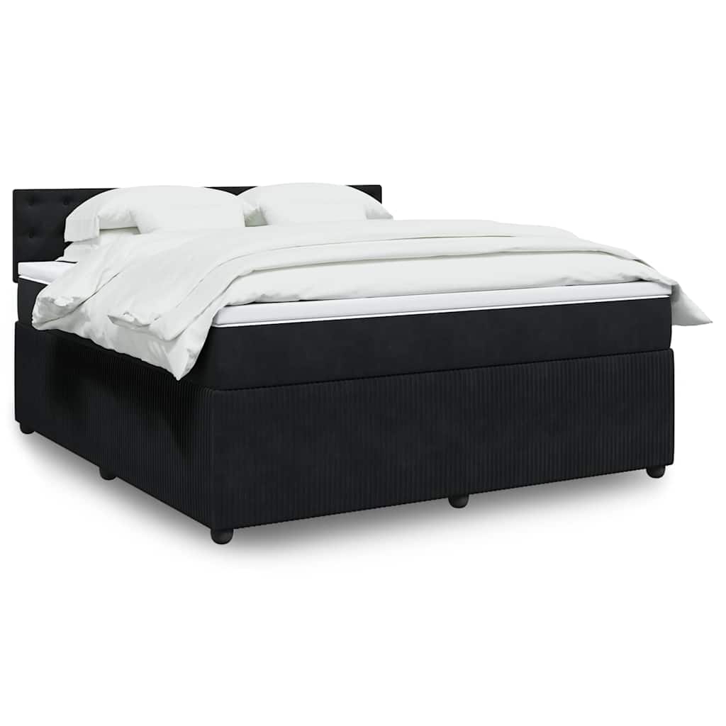 Κρεβάτι Boxspring με Στρώμα Μαύρο 180x200 εκ. Βελούδινο - Pakobazaar