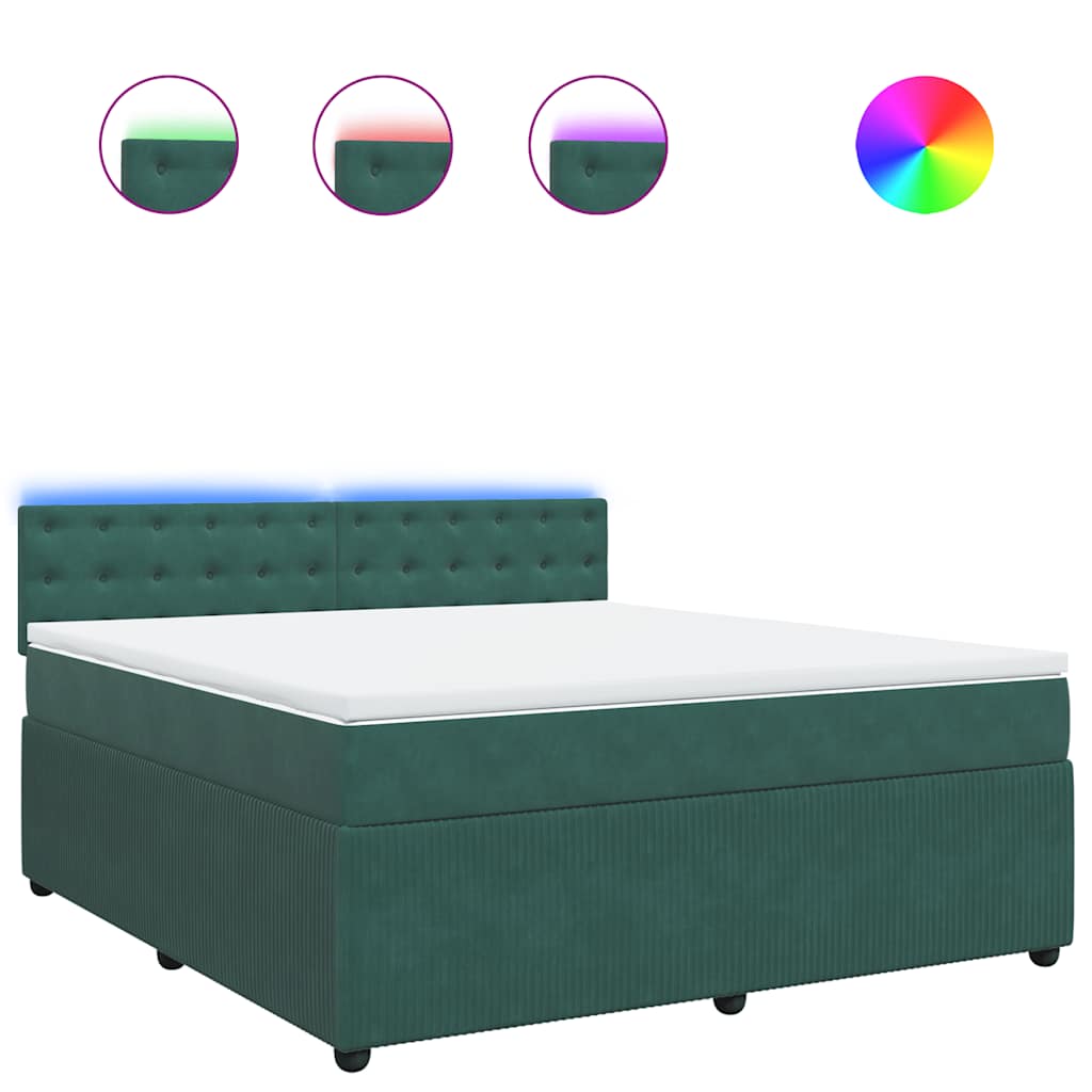Κρεβάτι Boxspring με Στρώμα Σκούρο Πράσινο 180x200εκ. Βελούδινο - Pakobazaar
