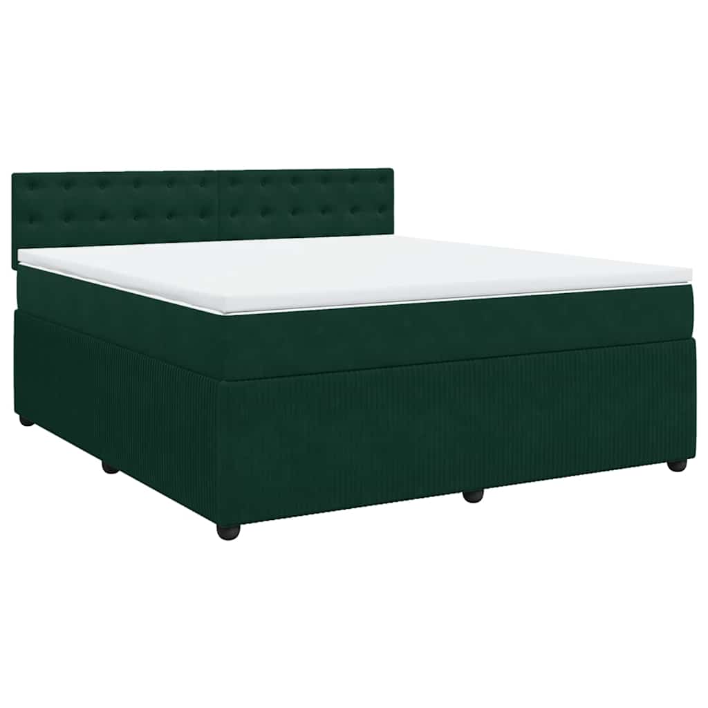 Κρεβάτι Boxspring με Στρώμα Σκούρο Πράσινο 180x200εκ. Βελούδινο - Pakobazaar
