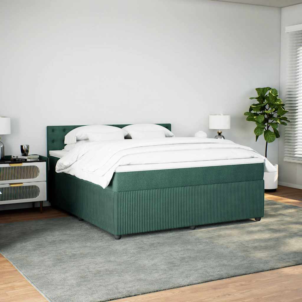 Κρεβάτι Boxspring με Στρώμα Σκούρο Πράσινο 180x200εκ. Βελούδινο - Pakobazaar