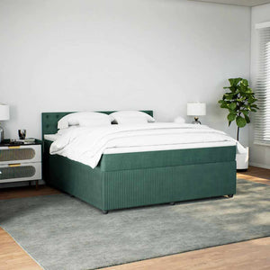 Κρεβάτι Boxspring με Στρώμα Σκούρο Πράσινο 180x200εκ. Βελούδινο - Pakobazaar