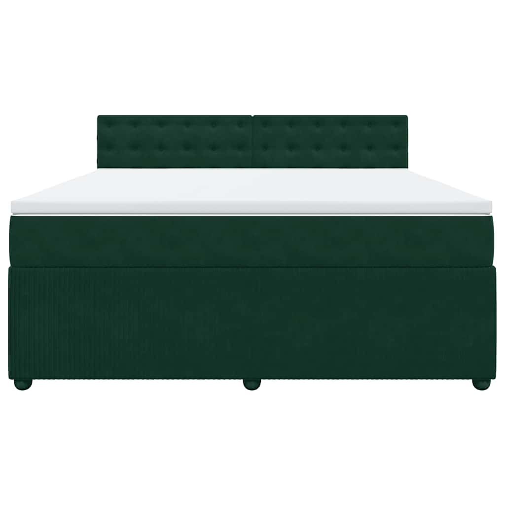 Κρεβάτι Boxspring με Στρώμα Σκούρο Πράσινο 180x200εκ. Βελούδινο - Pakobazaar