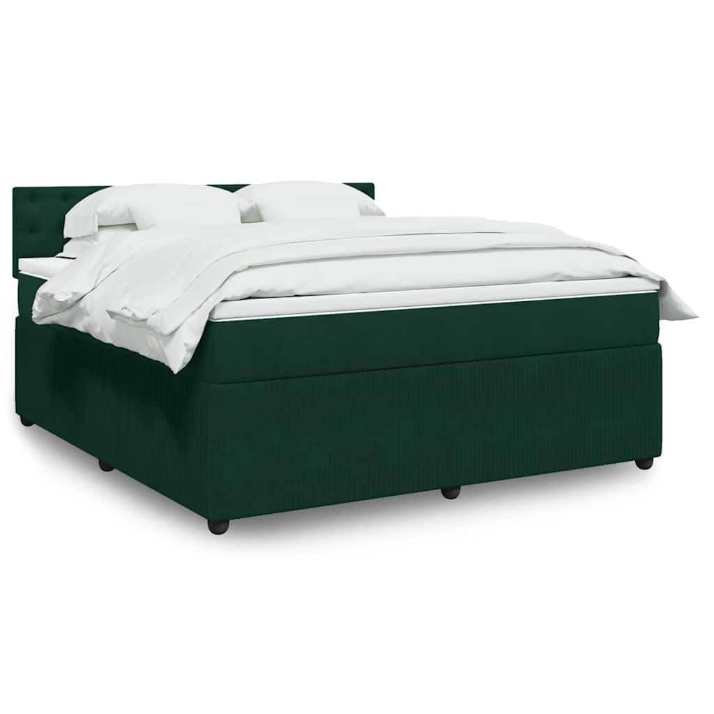 Κρεβάτι Boxspring με Στρώμα Σκούρο Πράσινο 180x200εκ. Βελούδινο - Pakobazaar