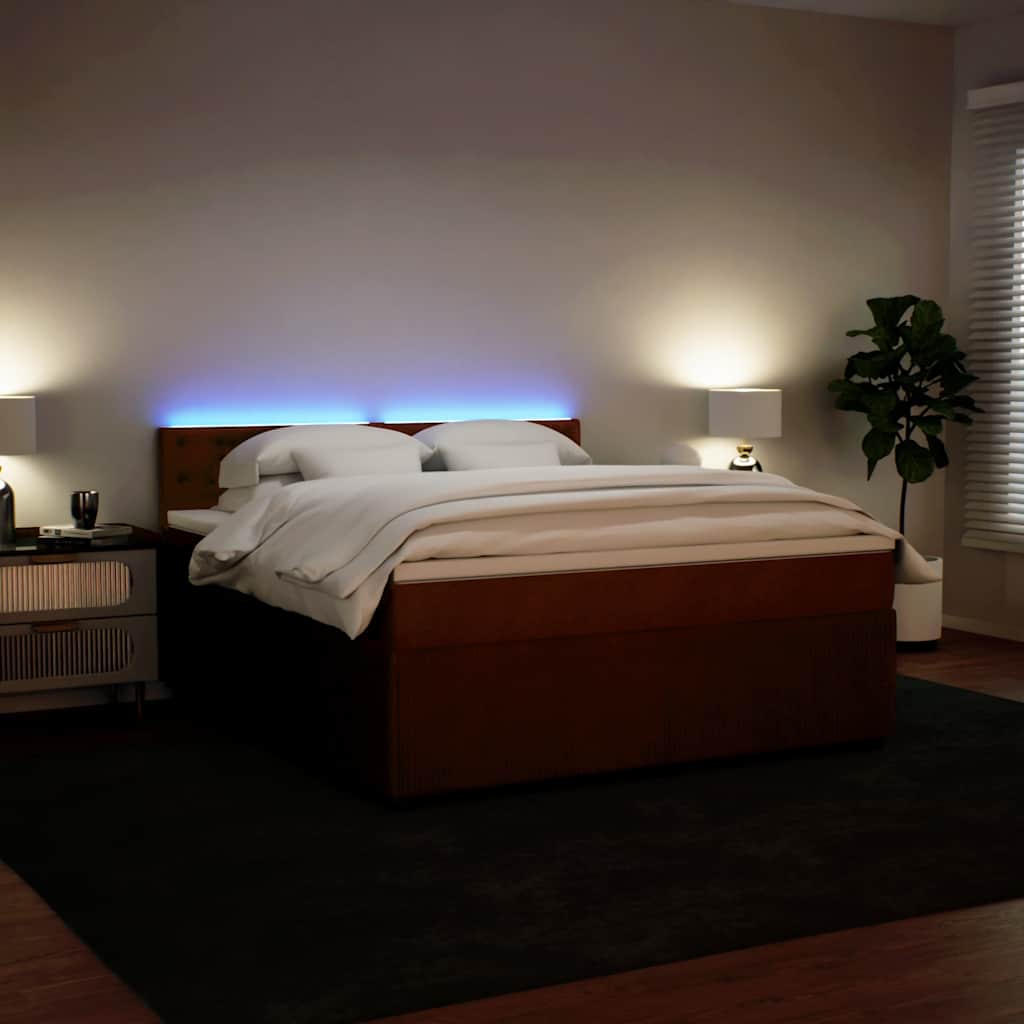 Κρεβάτι Boxspring με Στρώμα Ροζ 180x200 εκ. Βελούδινο