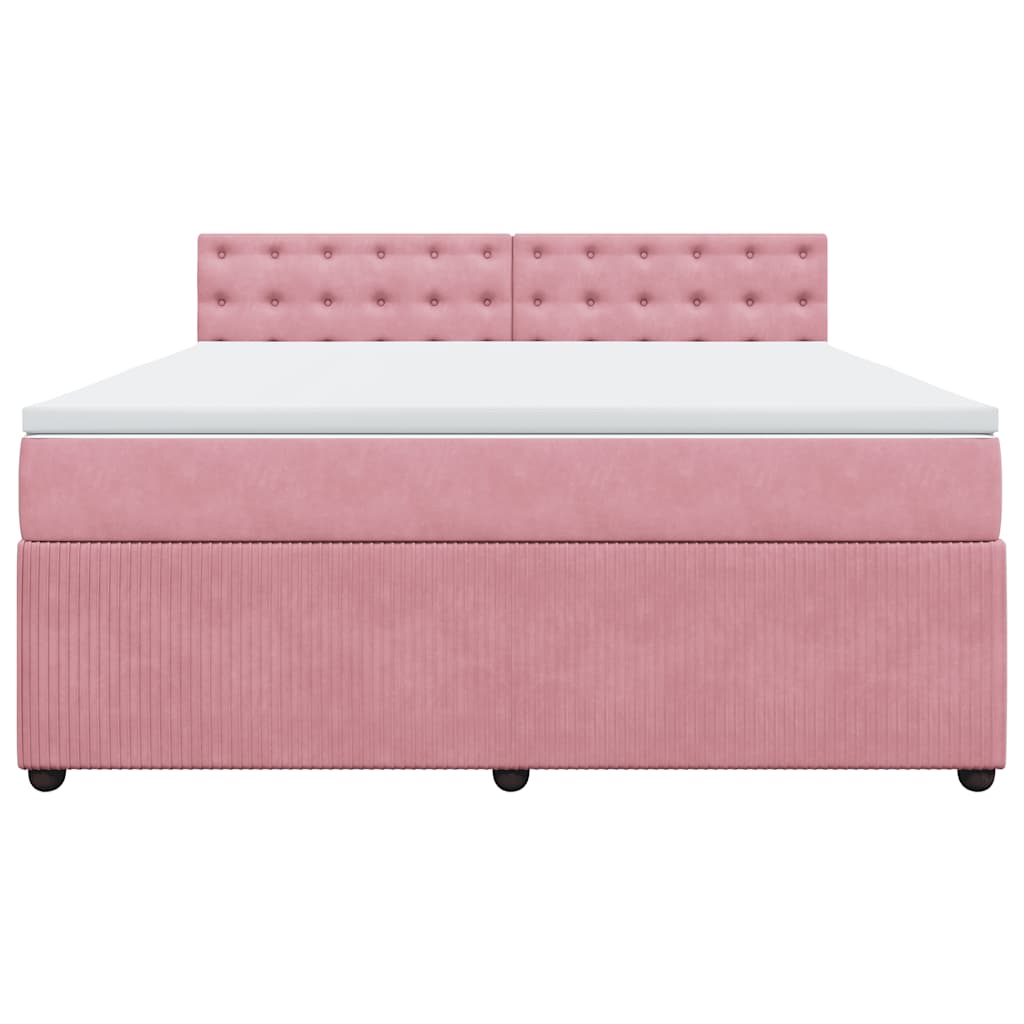 Κρεβάτι Boxspring με Στρώμα Ροζ 180x200 εκ. Βελούδινο