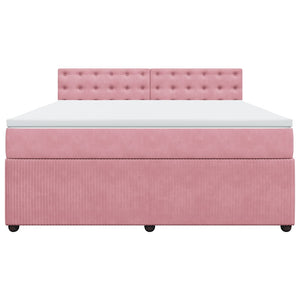 Κρεβάτι Boxspring με Στρώμα Ροζ 180x200 εκ. Βελούδινο