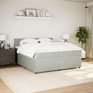 Κρεβάτι Boxspring με Στρώμα Ανοιχτό Γκρι 200x200 εκ. Βελούδινο - Pakobazaar