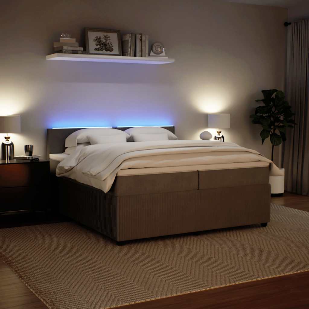 Κρεβάτι Boxspring με Στρώμα Ανοιχτό Γκρι 200x200 εκ. Βελούδινο - Pakobazaar