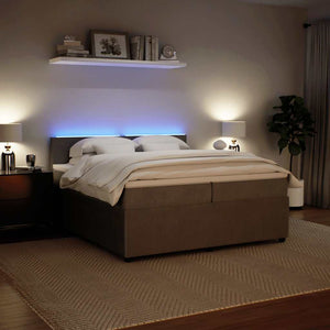 Κρεβάτι Boxspring με Στρώμα Ανοιχτό Γκρι 200x200 εκ. Βελούδινο - Pakobazaar